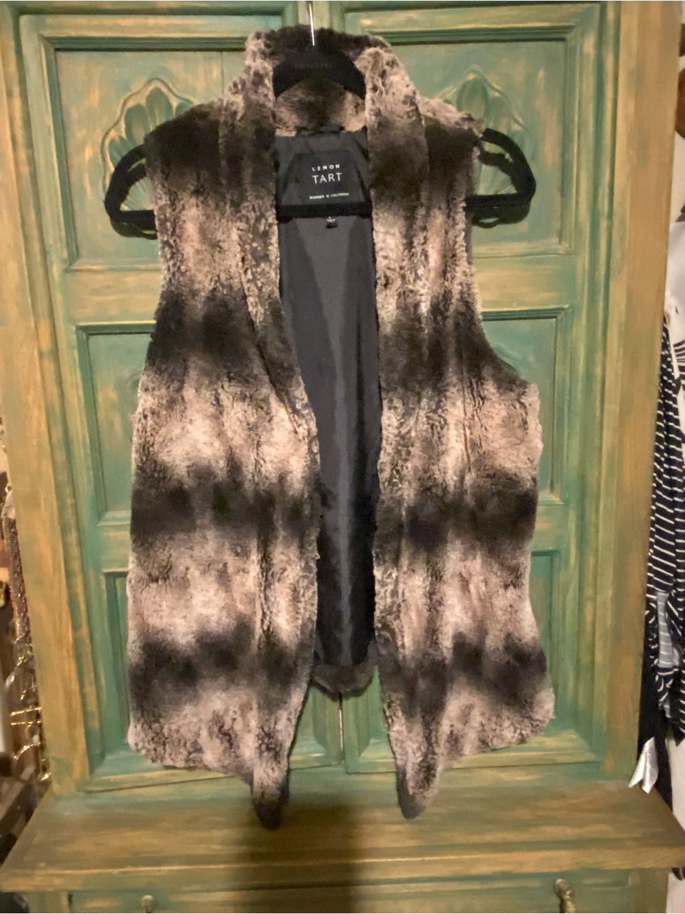 Lemon Tart Faux Fur Vest in Brown and Black
